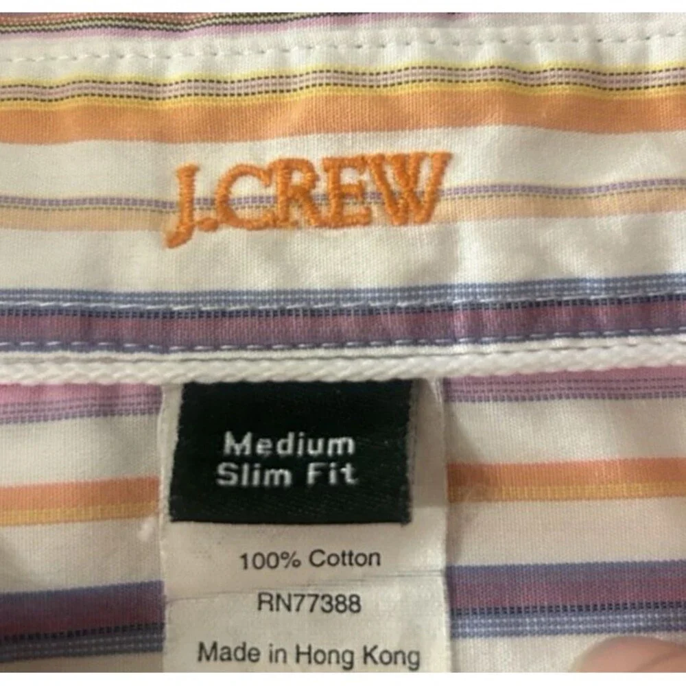 VTG J Crew Slim Fit Womens M Stripe Cotton Multi Button Up Long Sleeve Shirt HKG